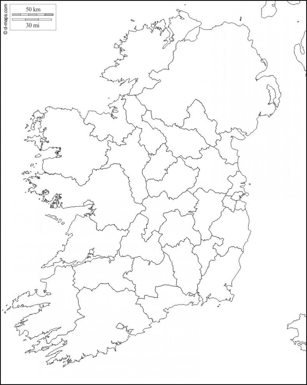 Ireland County Map Outline Blank Map Of Ireland With County 