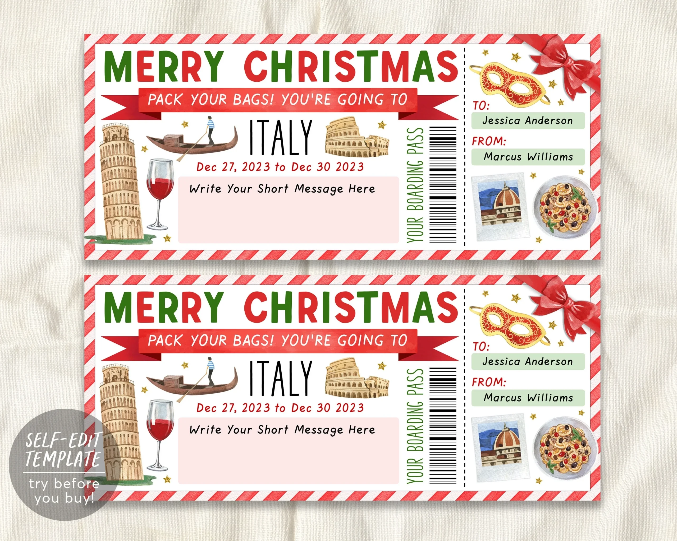 Gift Certificate Blank Printable Italian