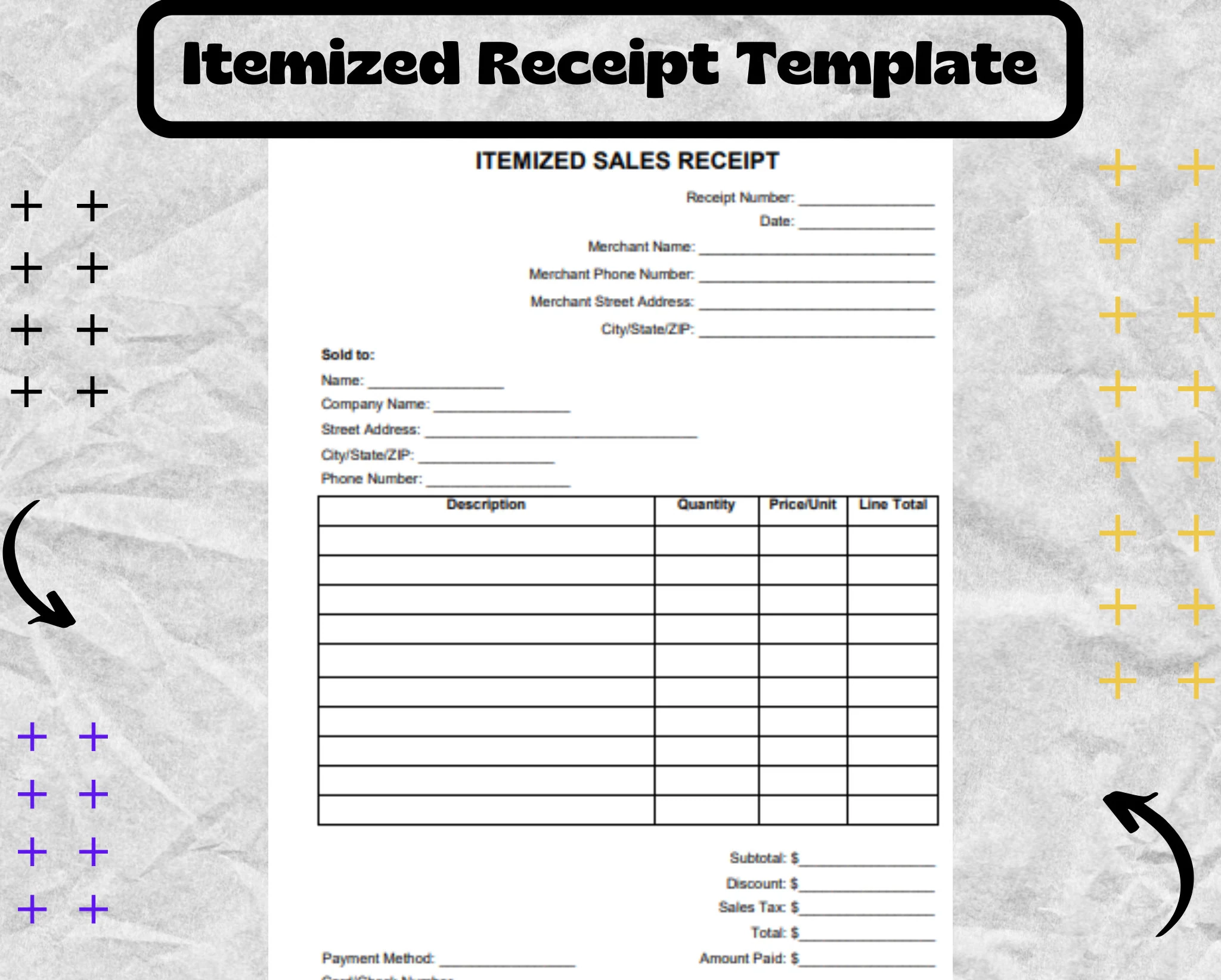 Itemized Receipt Itemized Receipt Form Itemized Receipt 