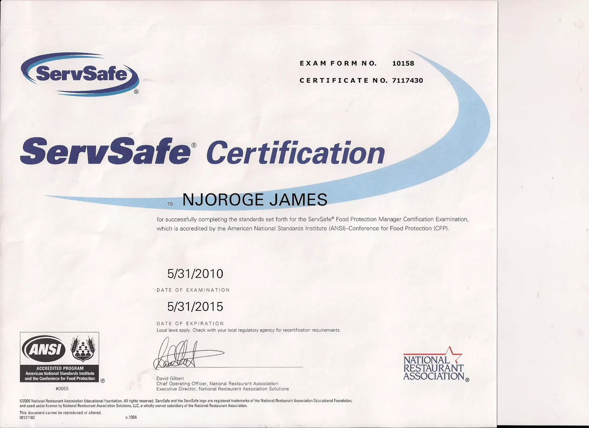 Pdf Printable Blank Servsafe Certificate