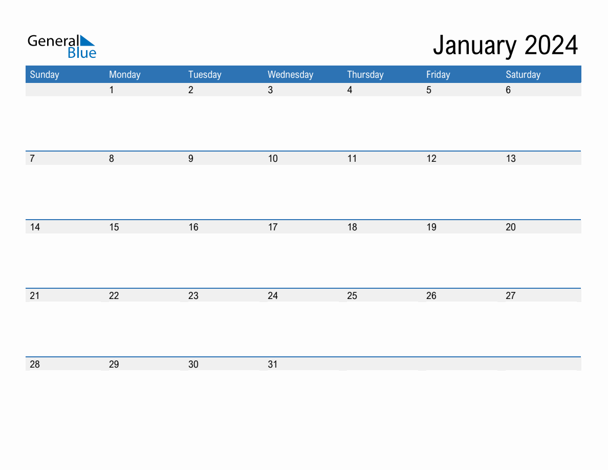 Blue Calendar Blank Printable
