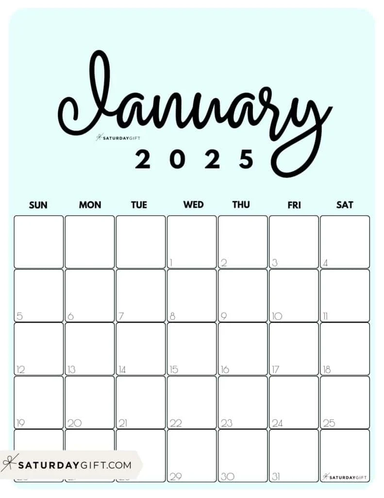 January 2025 Calendar 20 Cute amp FREE Printables SaturdayGift