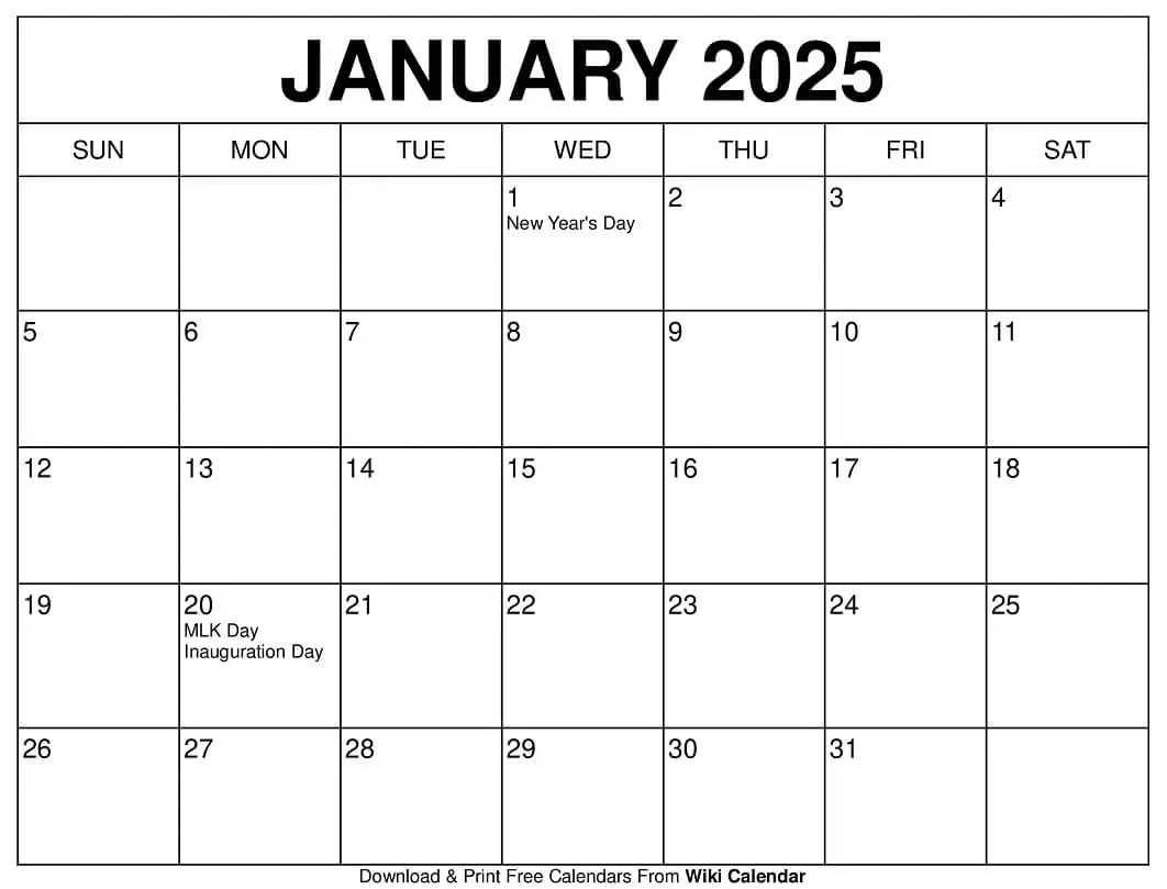 January 2025 Calendar Printable Templates amp More