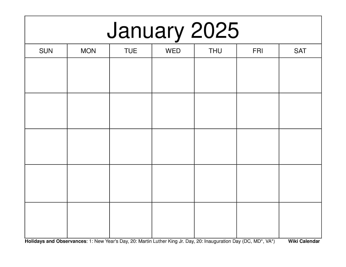 January 2025 Calendar Printable Templates amp More