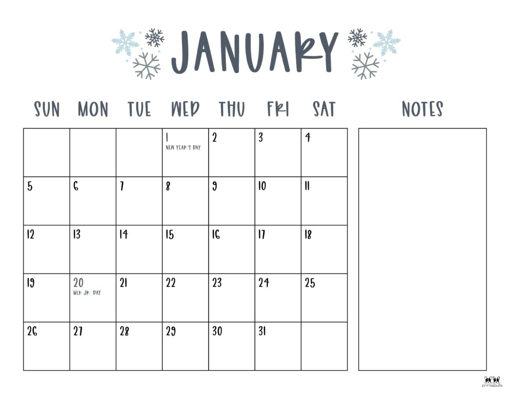 Blank Holiday Calendar Printable