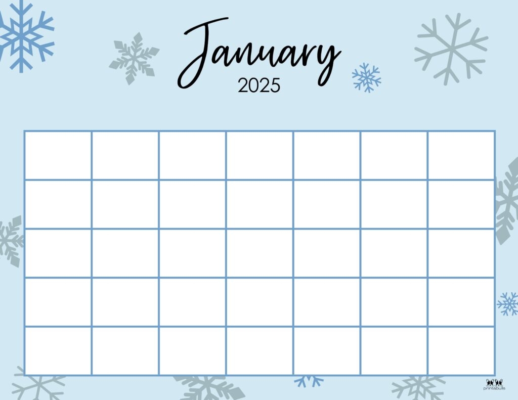 January Blank Calendar Printable