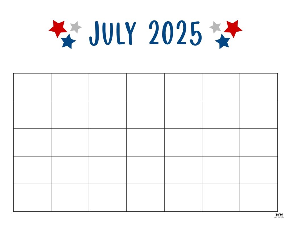 Printable Blank Calendar July