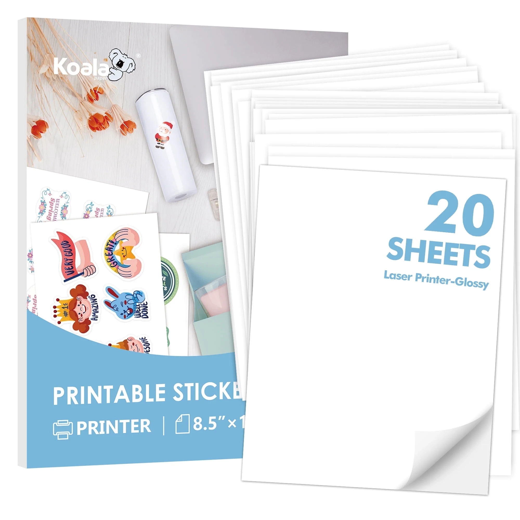 KOALA PAPER Printable Vinyl Sticker Paper For Laser Printers 