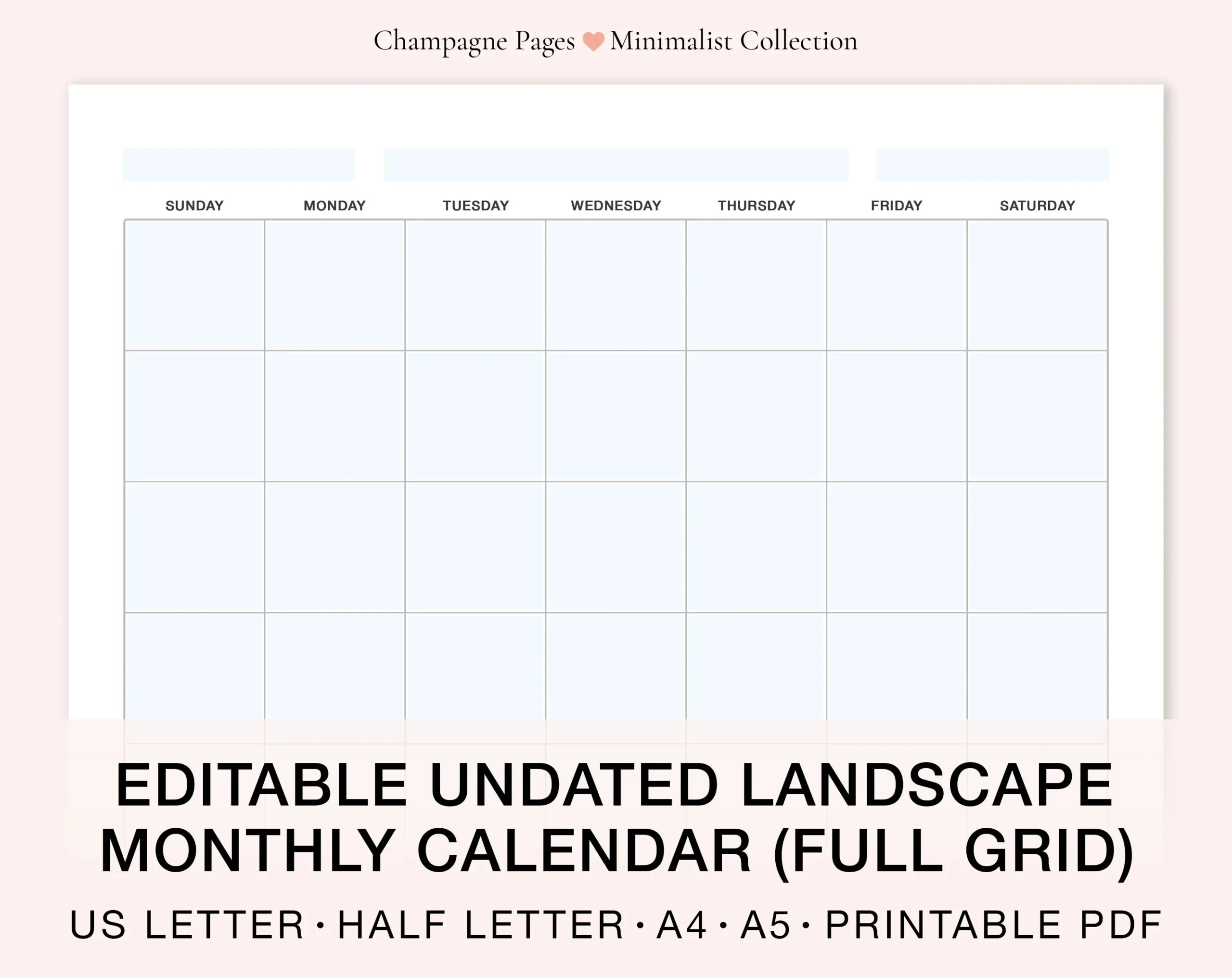 Editable Blank Calendar Printable