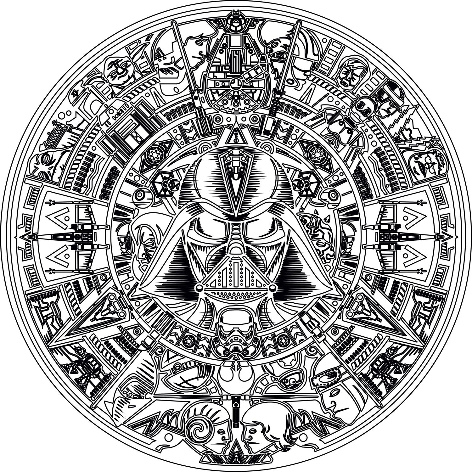 Laser Engraving Star Wars Aztec Calendar Free Vector Cdr Download 