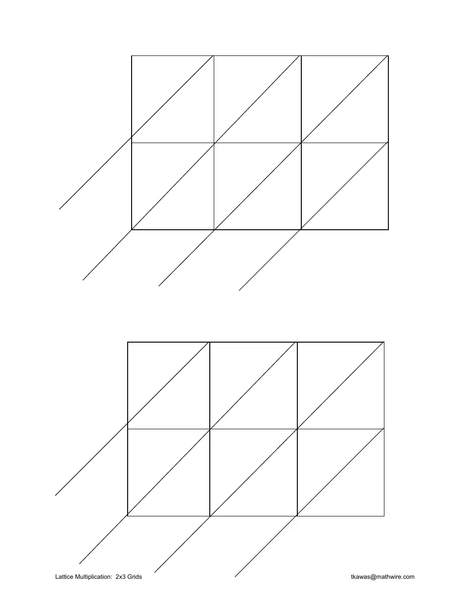 Lattice Multiplication Chart 2x3 Grids Download Printable PDF 