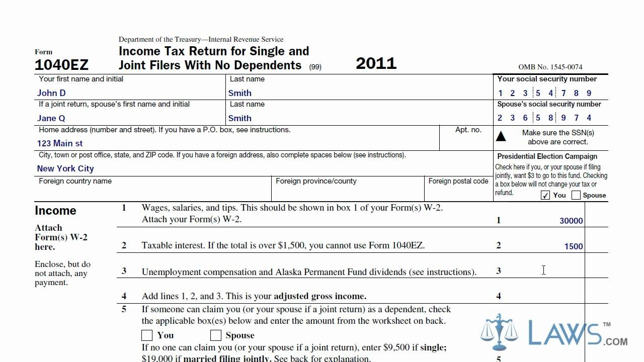 Printable Blank 1040ez Form