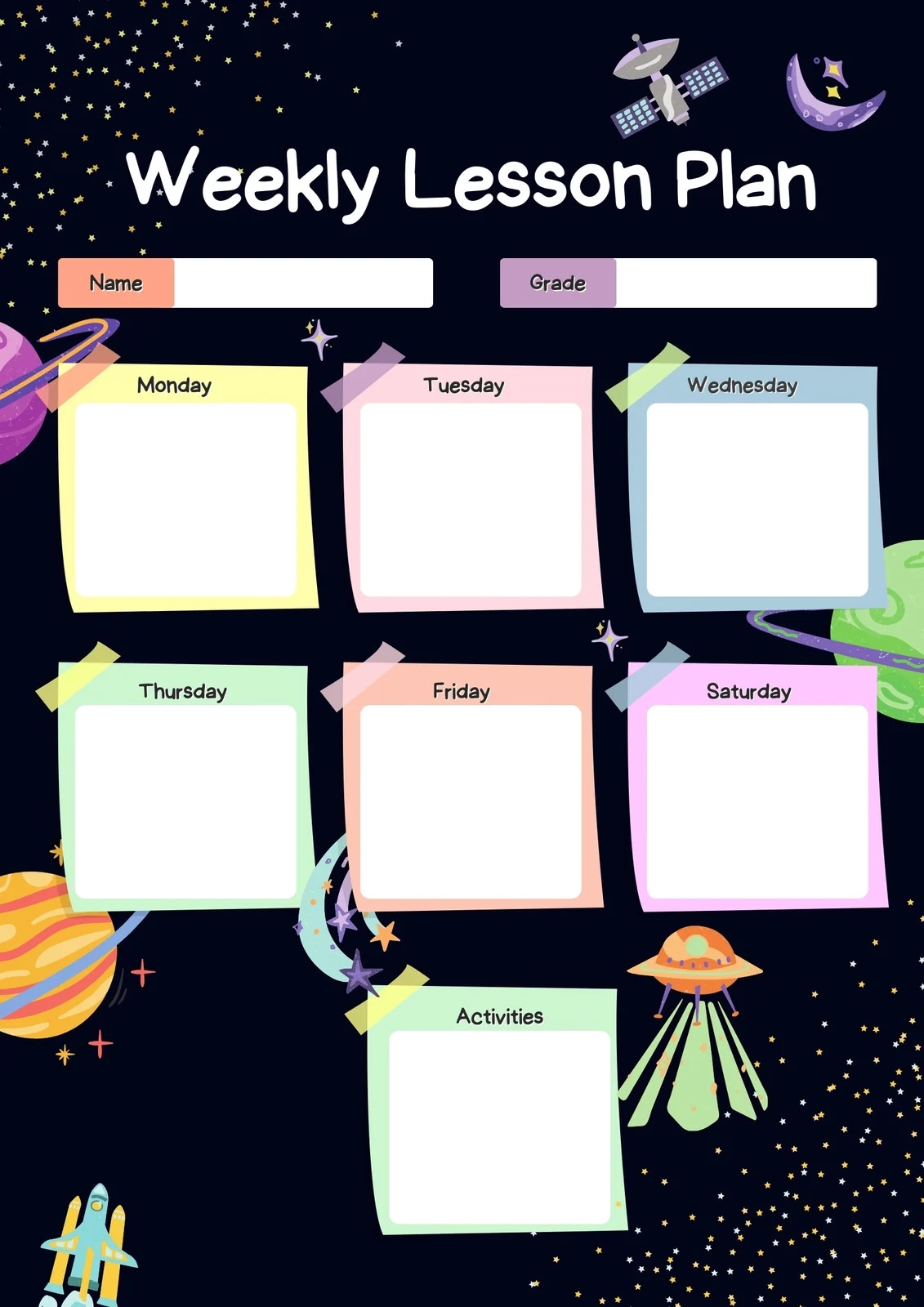 Kids Lesson Planner Blank Printable