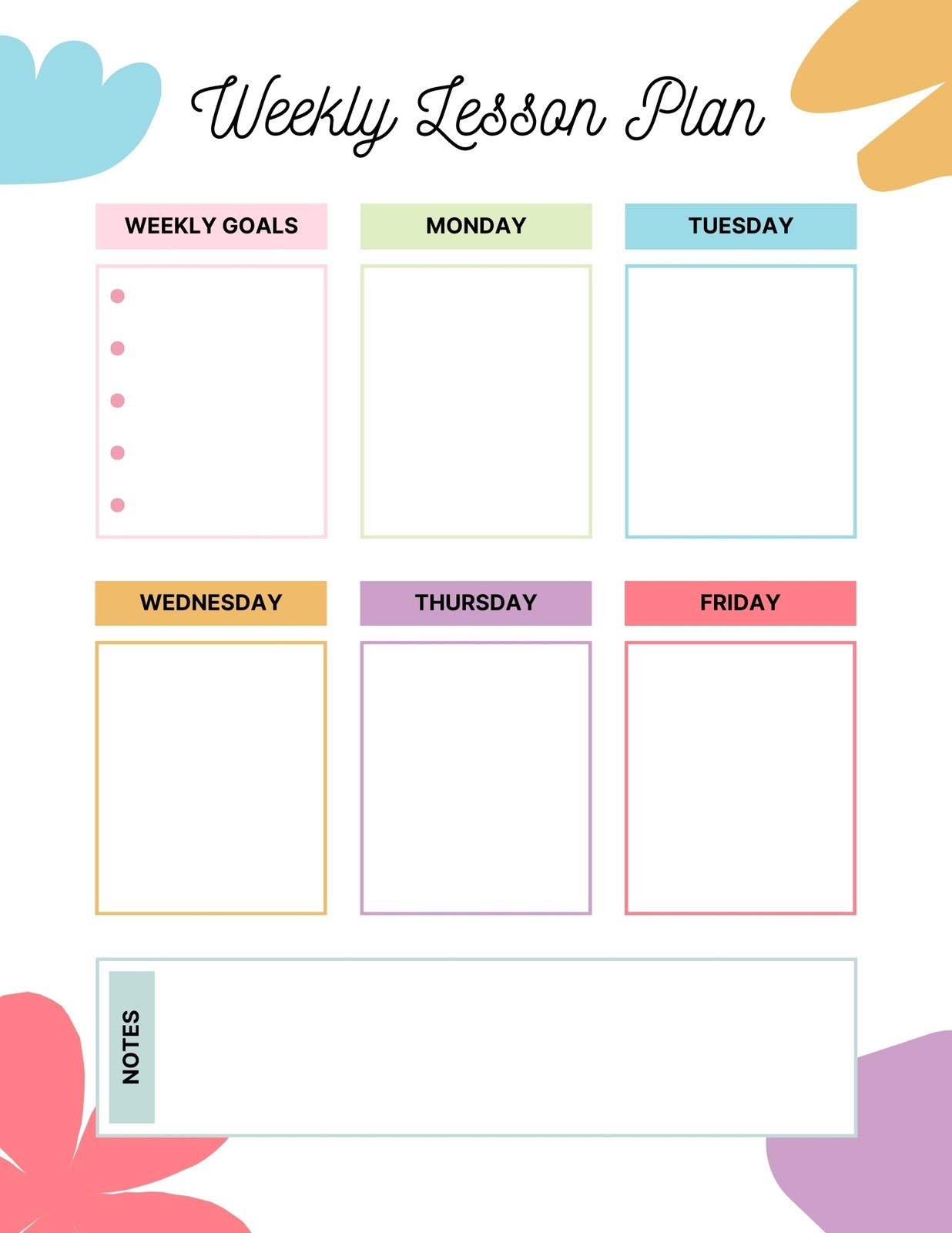 Printable Lesson Plan Calendar Blank