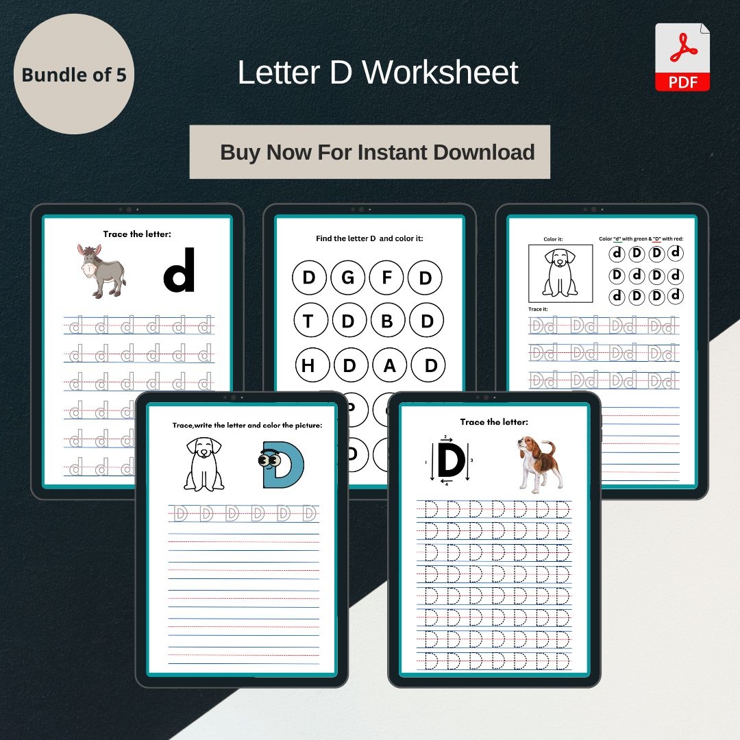 Letter D Worksheets Template Blank Printable PDF Word