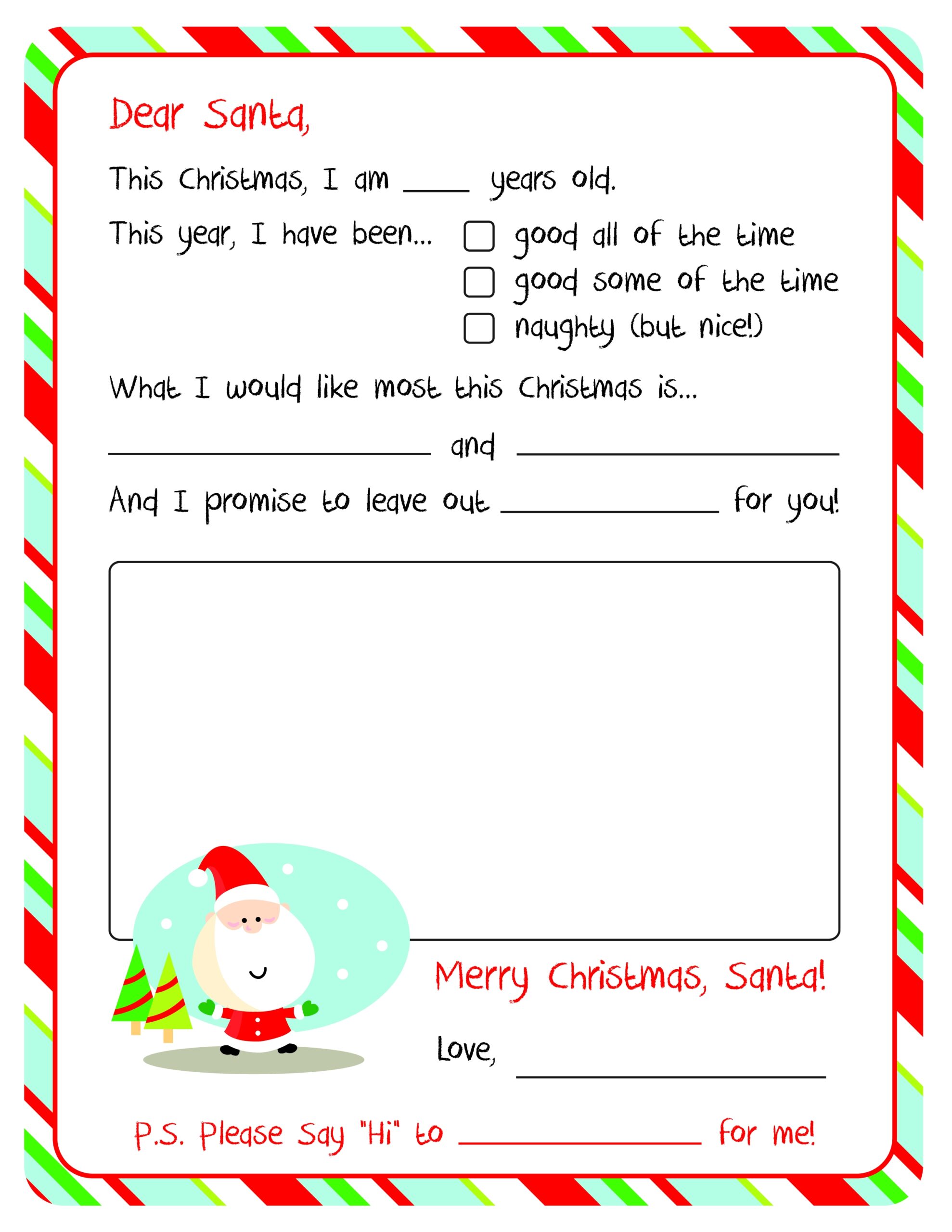 Blank Santa Letter Template Printable