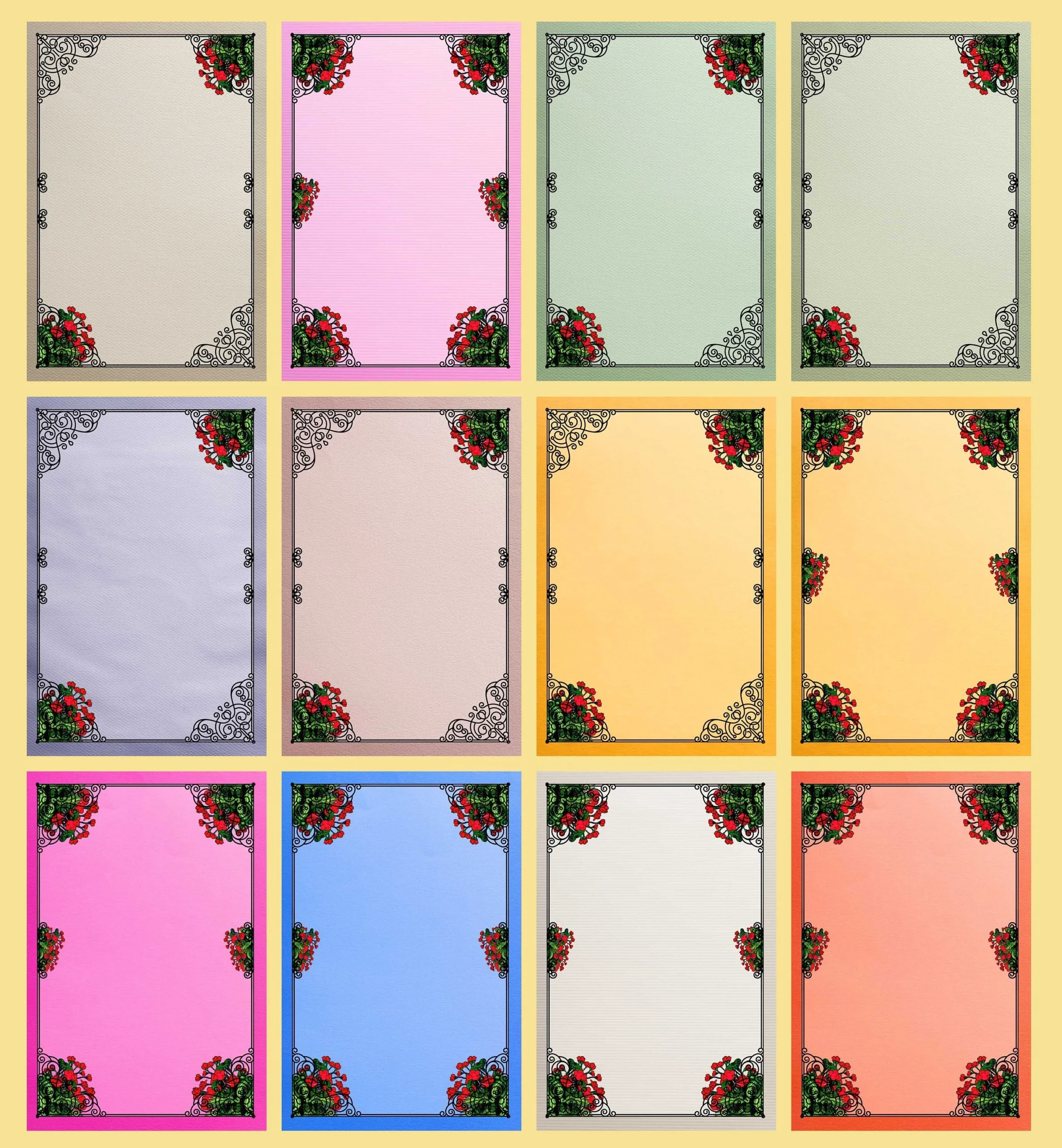 Loteria 12 Beautiful 5 x7 Blank Editable printable Reg 