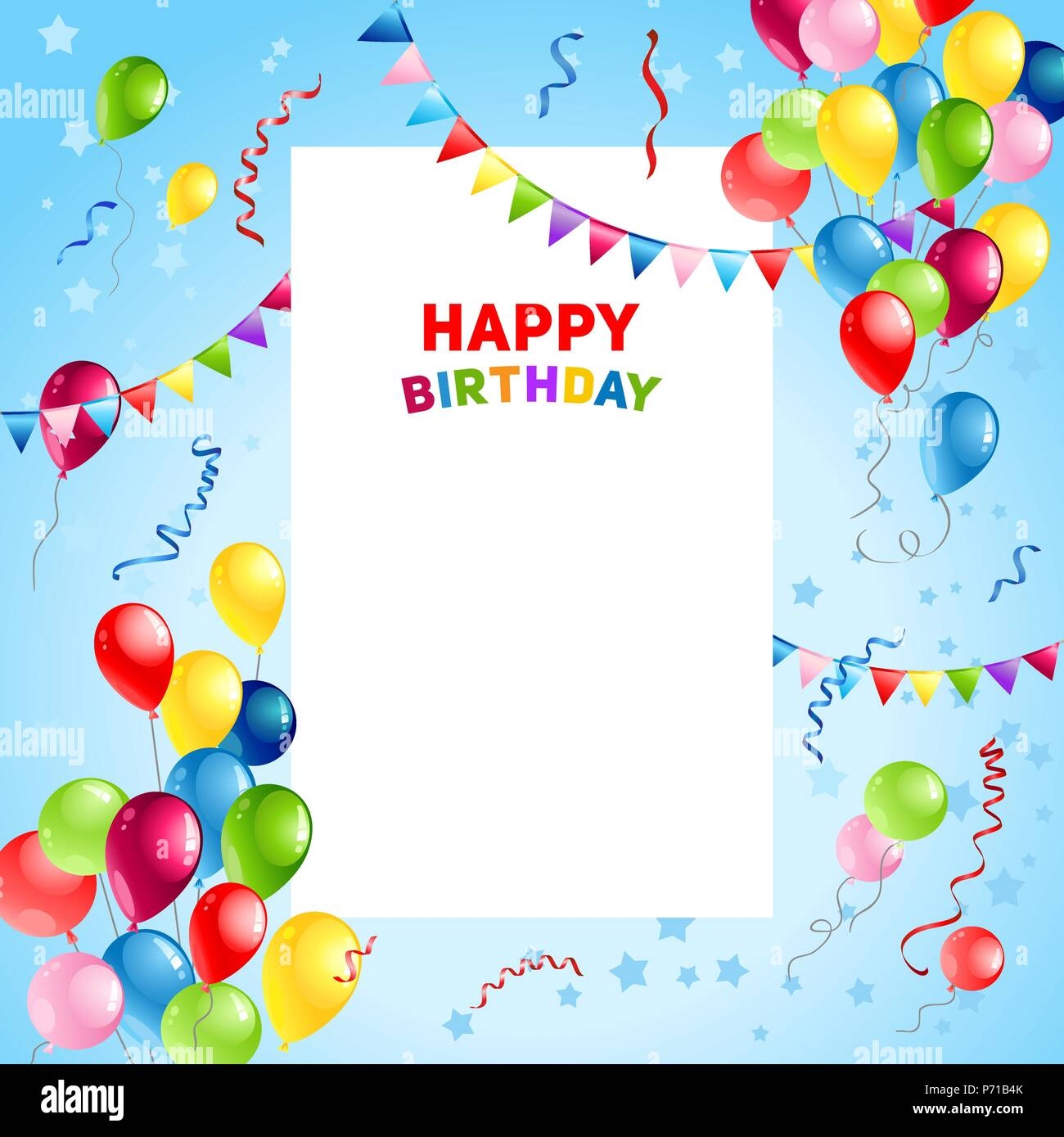 Luftballons Happy Birthday Card Template Stock Vektorgrafik Alamy