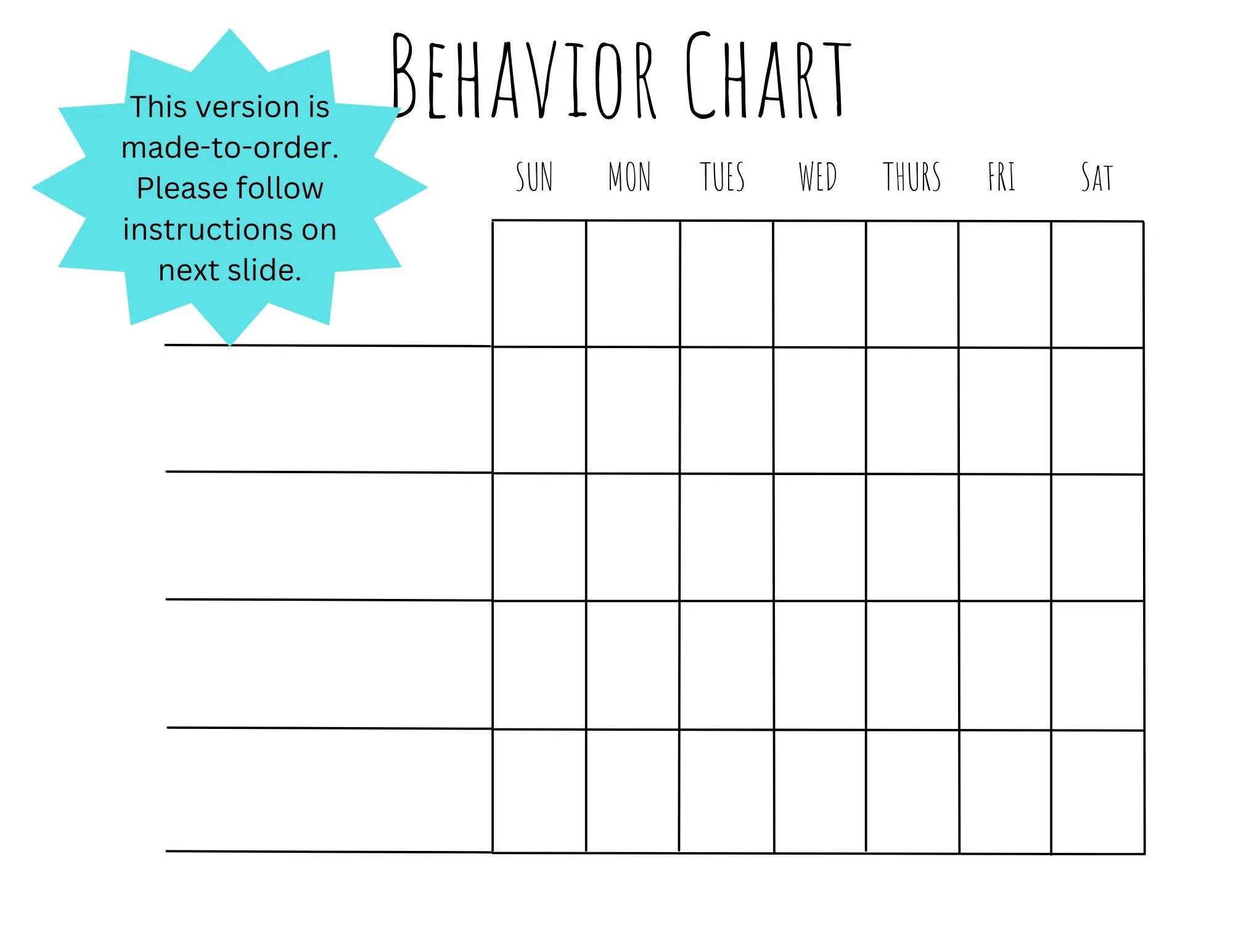 Printable Blank Behavior Charts