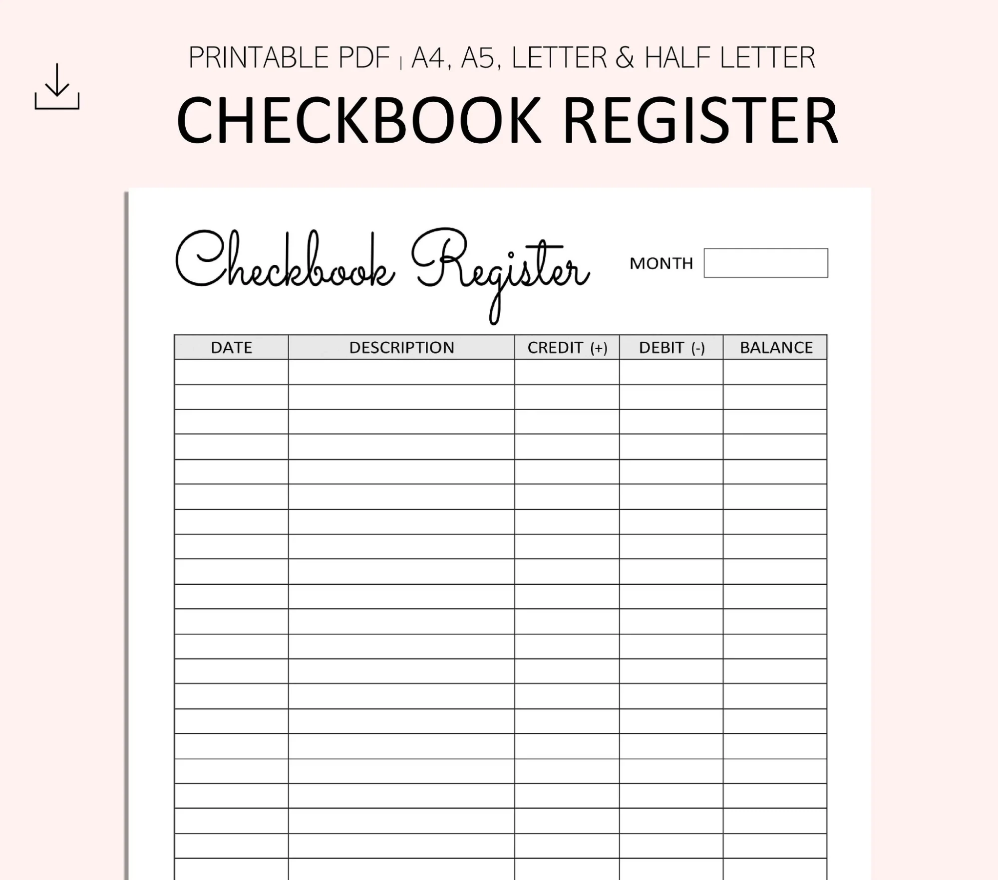 Blank Check Register Template Printable