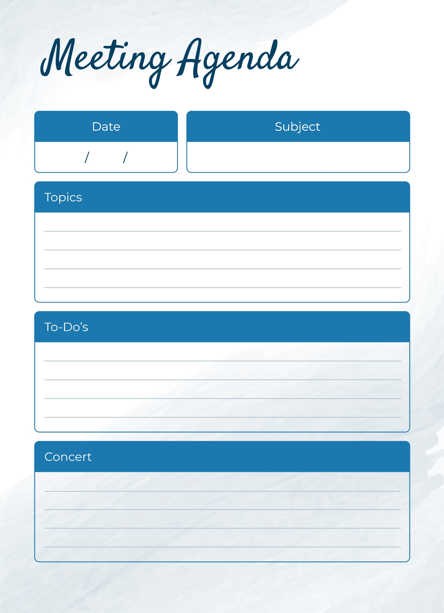 Meeting Agenda Outline Printable Blank