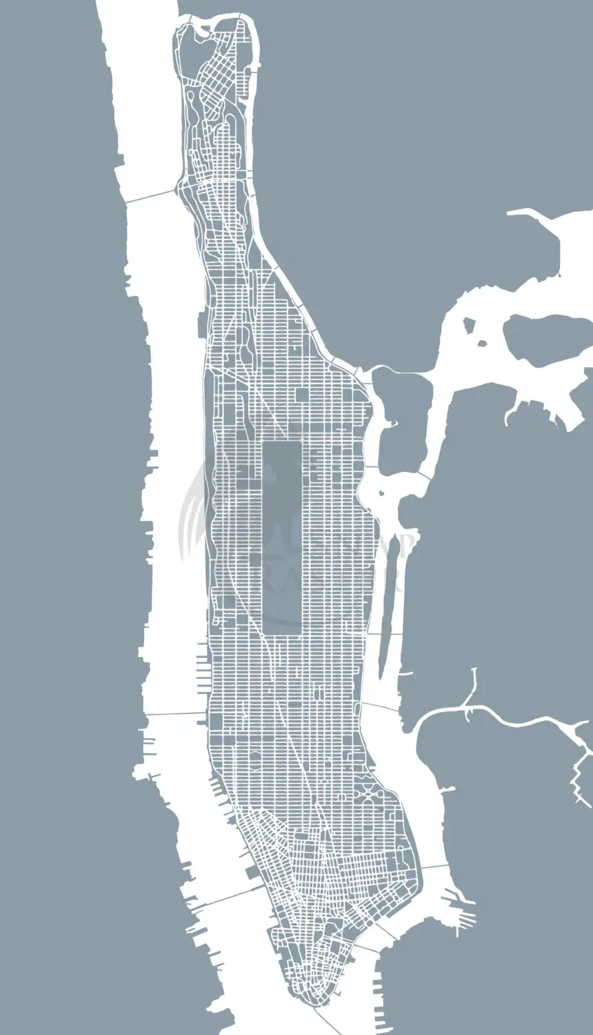 Manhattan Map New York City Grid Map Print Etsy