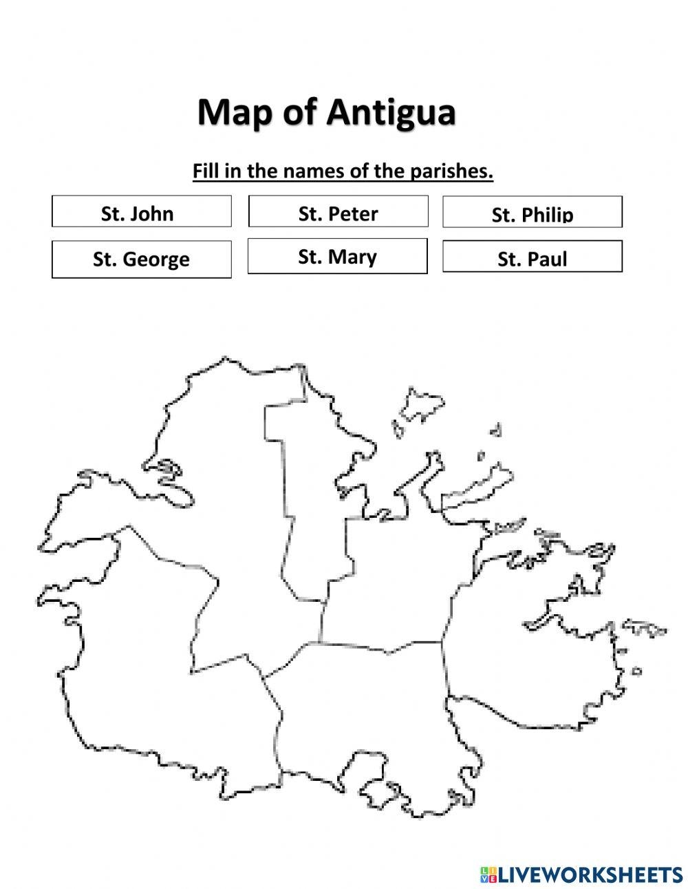 Map Of Antigua Free Interactive Worksheets 1464537