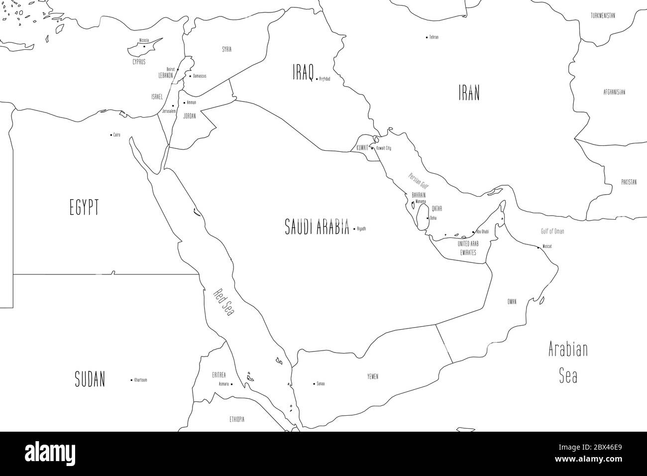 Map Of Arabian Peninsula Handdrawn Doodle Style Vector 