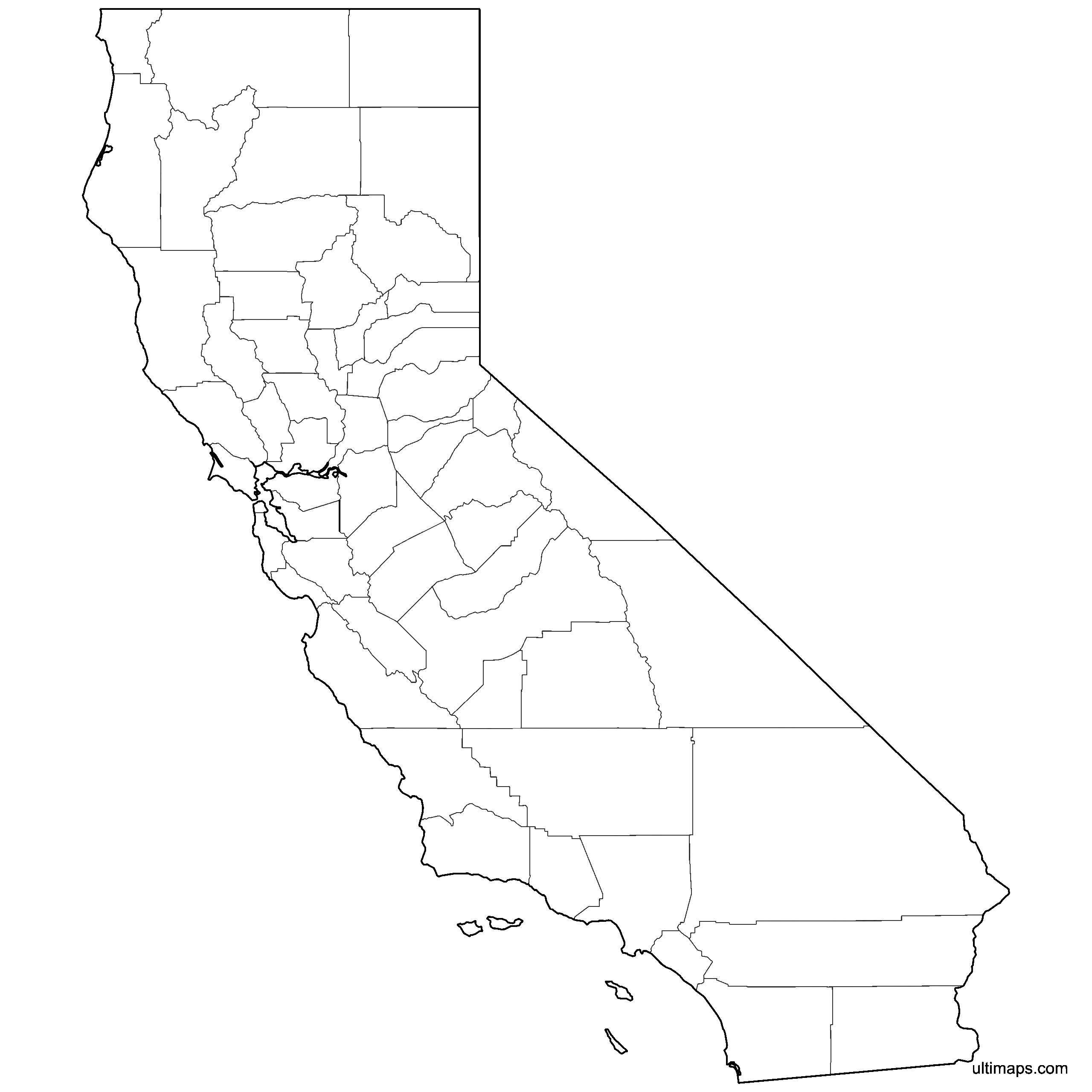Map Of California Counties Ultimaps