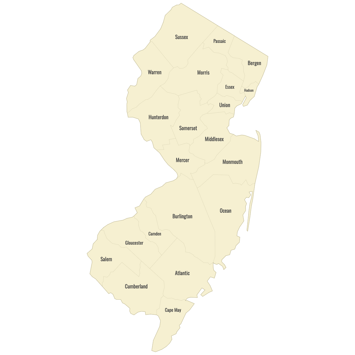 Map Of New Jersey Counties Ultimaps