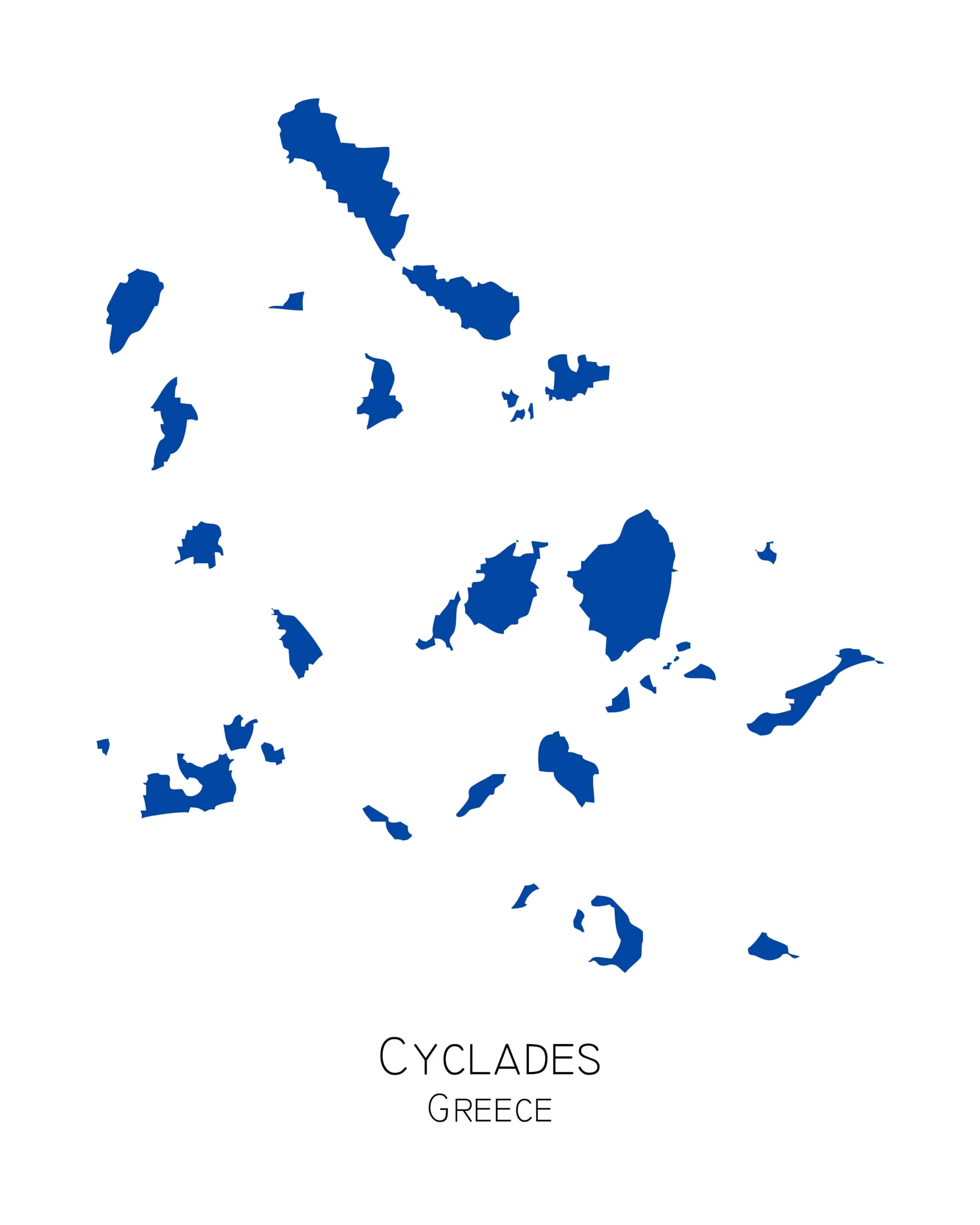 Map Of The Cyclade Islands Printable Blue Mykonos Santorini 