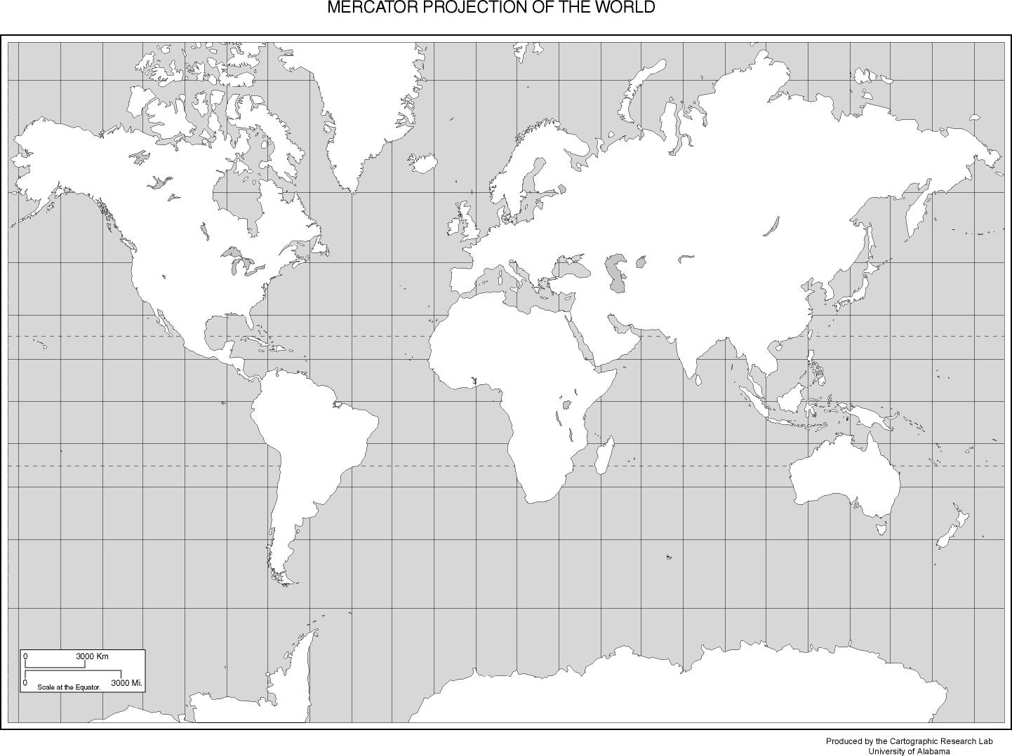 Printable Blank Mercator Projection