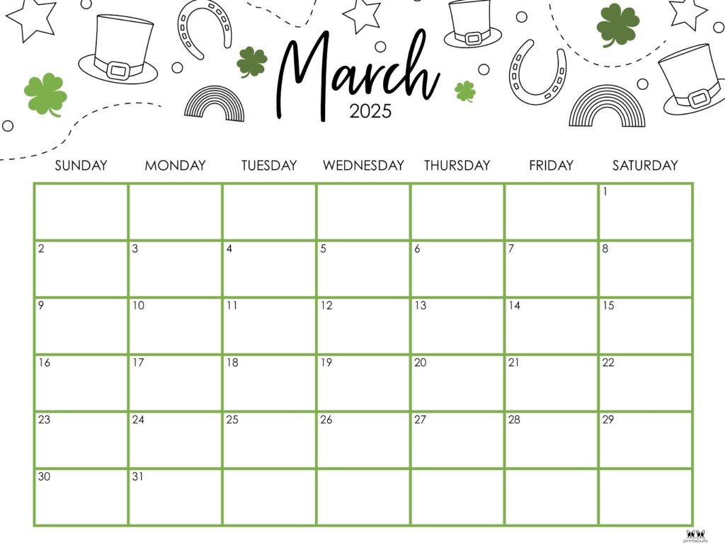 Free Printable Blank March Calendar
