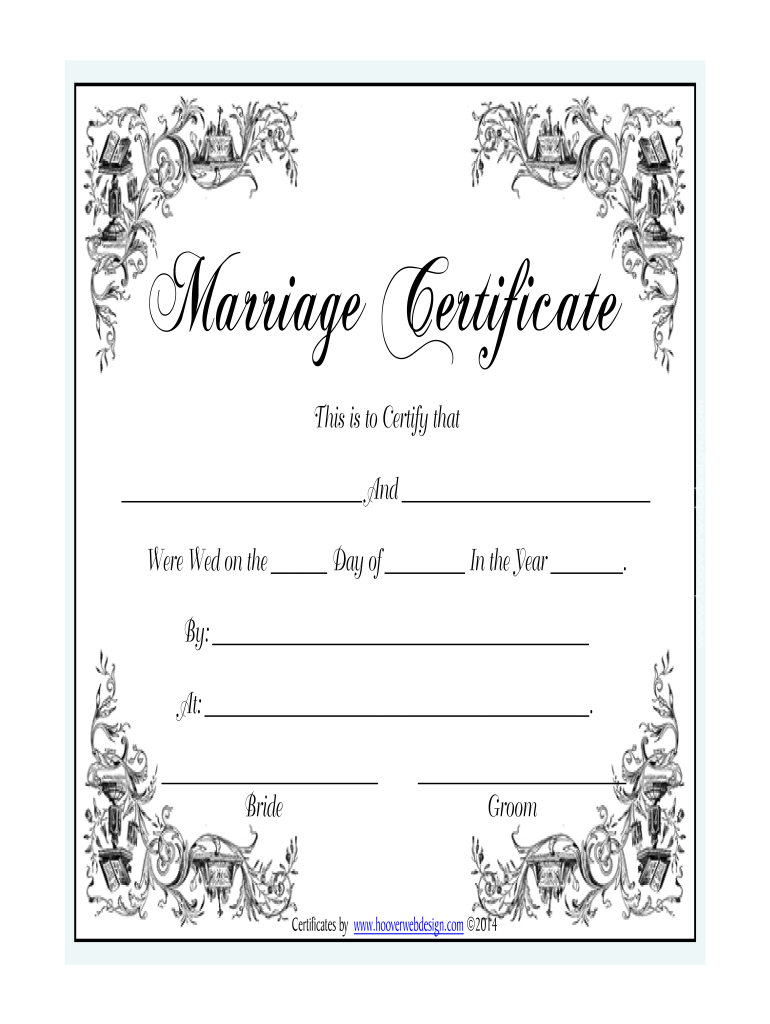 Free Printable Blank Wedding Certificate