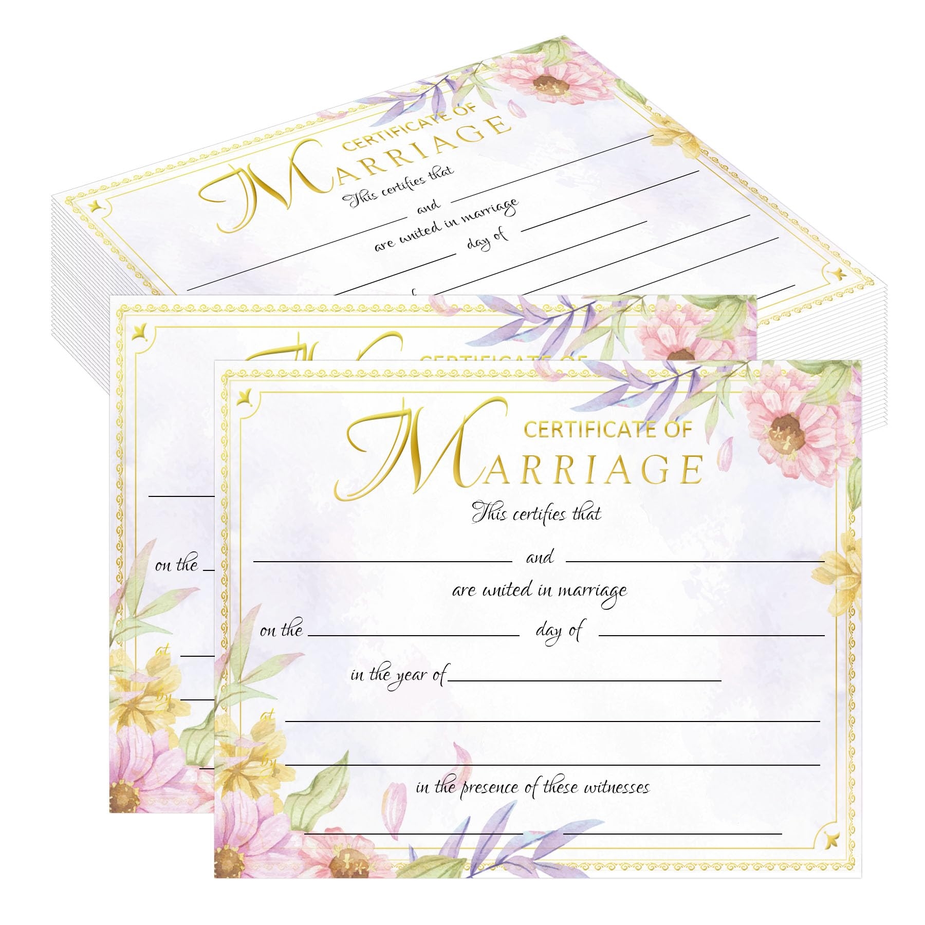 Marriage Certificates With Gold Foil Edges 11 X 8 5 Blank Certificate Paper Wedding Certificates Blank For Wedding Ceremony Proposals Color 25pcs 