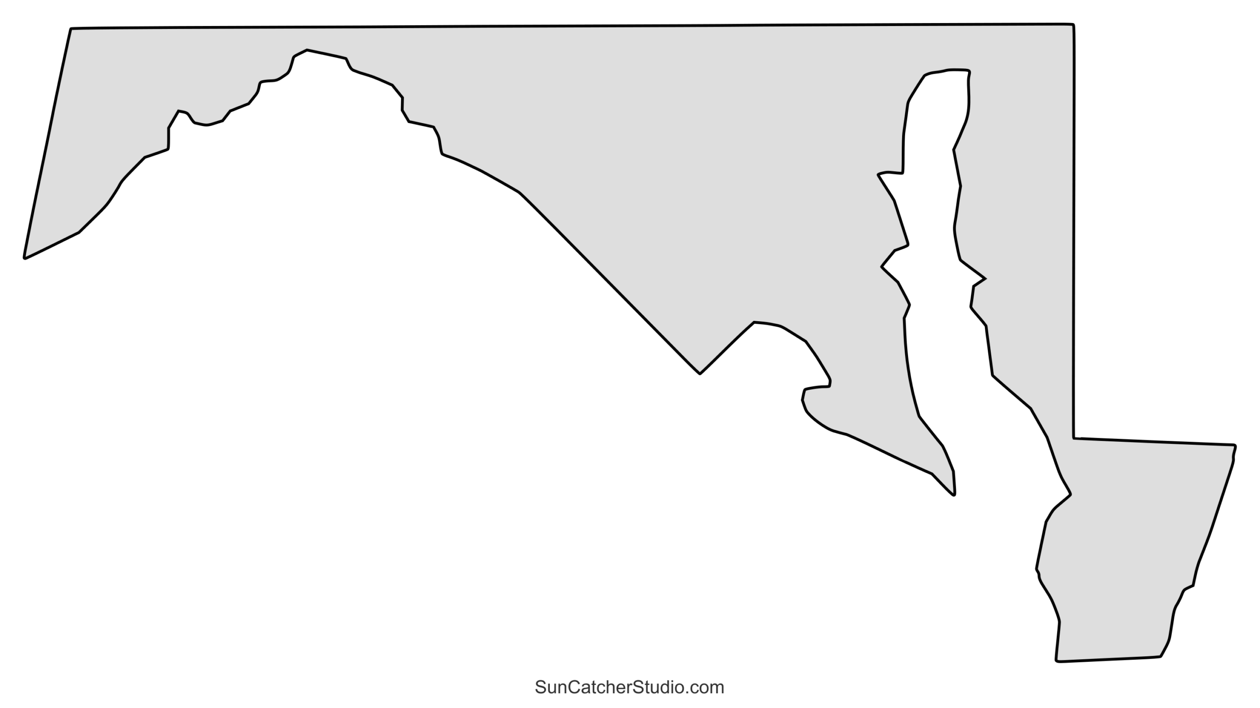 Maryland Map Outline Printable State Shape Stencil Pattern 
