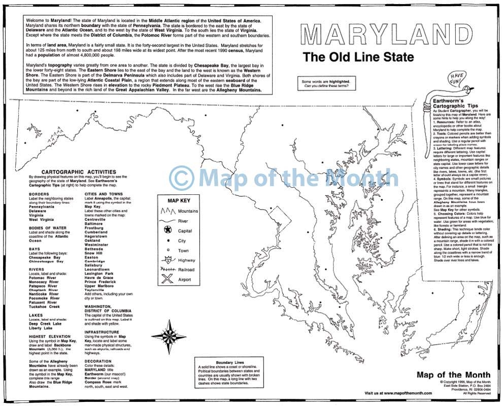 Printable Southeast Blank With Maryland