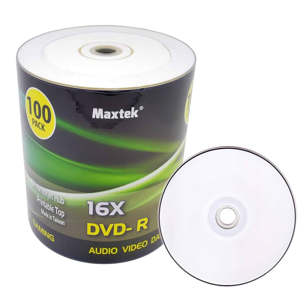 Maxtek Premium Grade White Inkjet HUB Printable DVD R DVDR 16x 