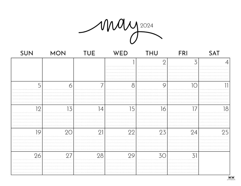 Printable Blank May Calendar