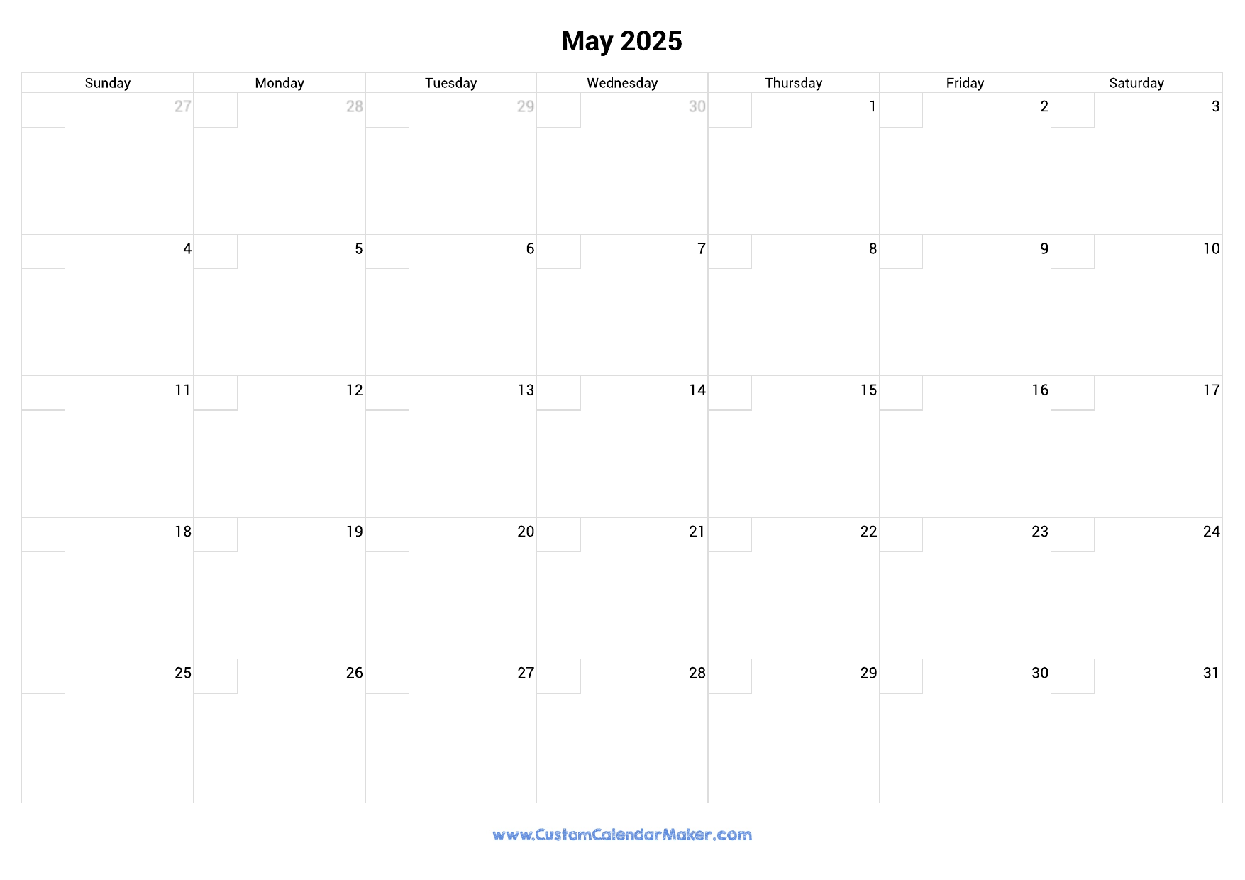 Printable Blank Calendar With Checkboxes