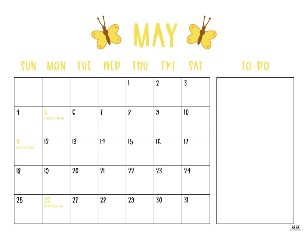 May 2025 Calendars 107 FREE Printables Printabulls