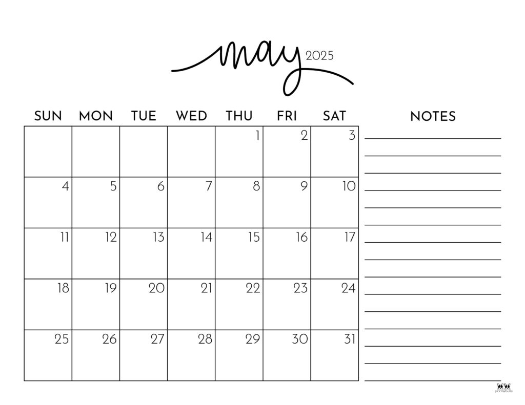 Blank Printable May Calendar