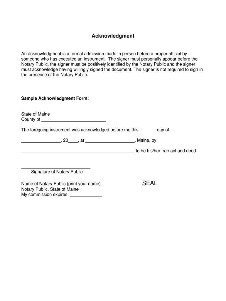 Printable Blank Notary Form