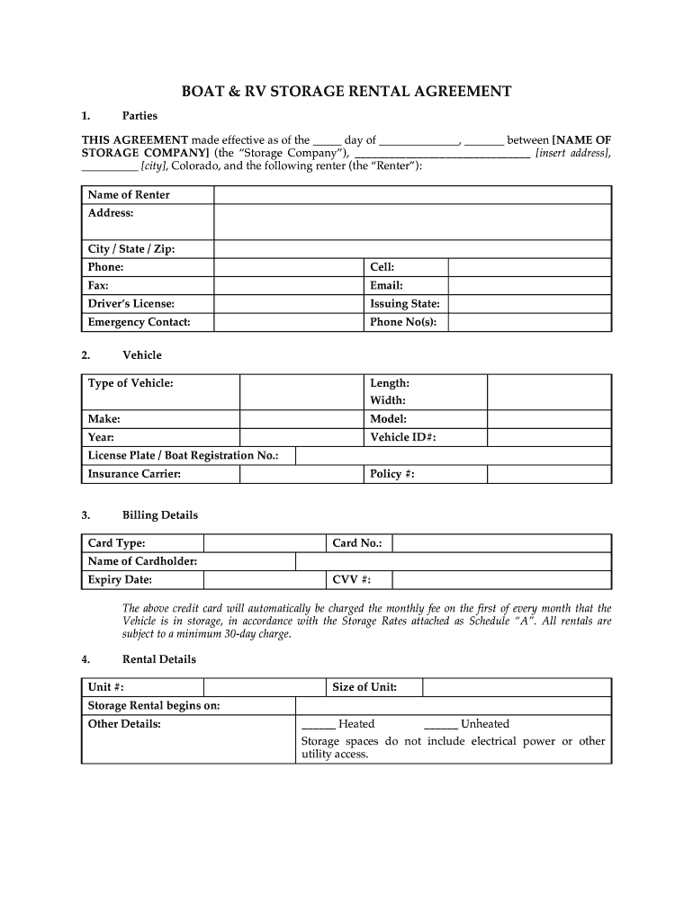 Blank Printable Boat Rental Contract