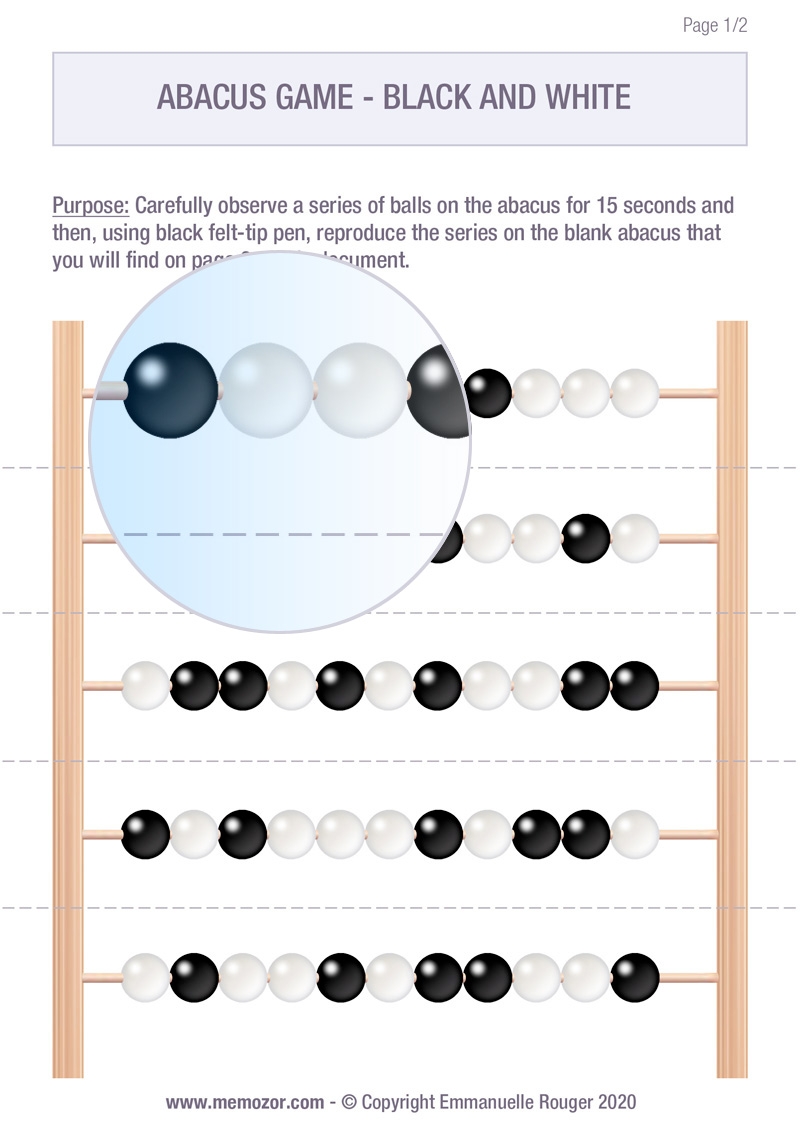 Memory Game To Print The Abacus Black amp White Memozor