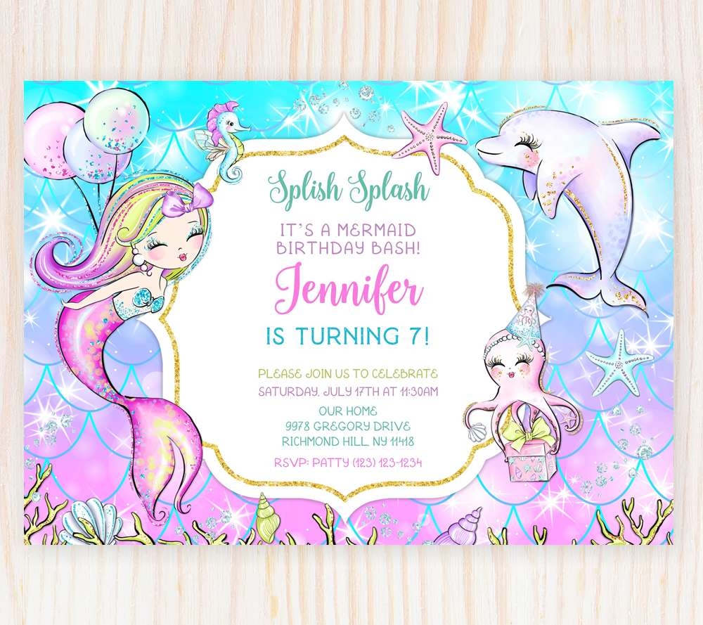 Mermaid Birthday Invitation Template Edit Online Now With A FREE 