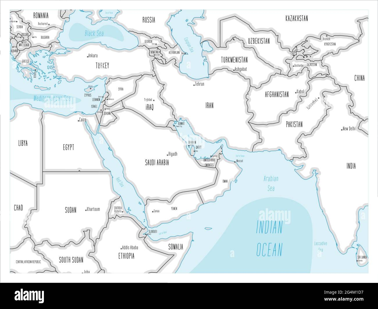 Blank Printable Map Middle East