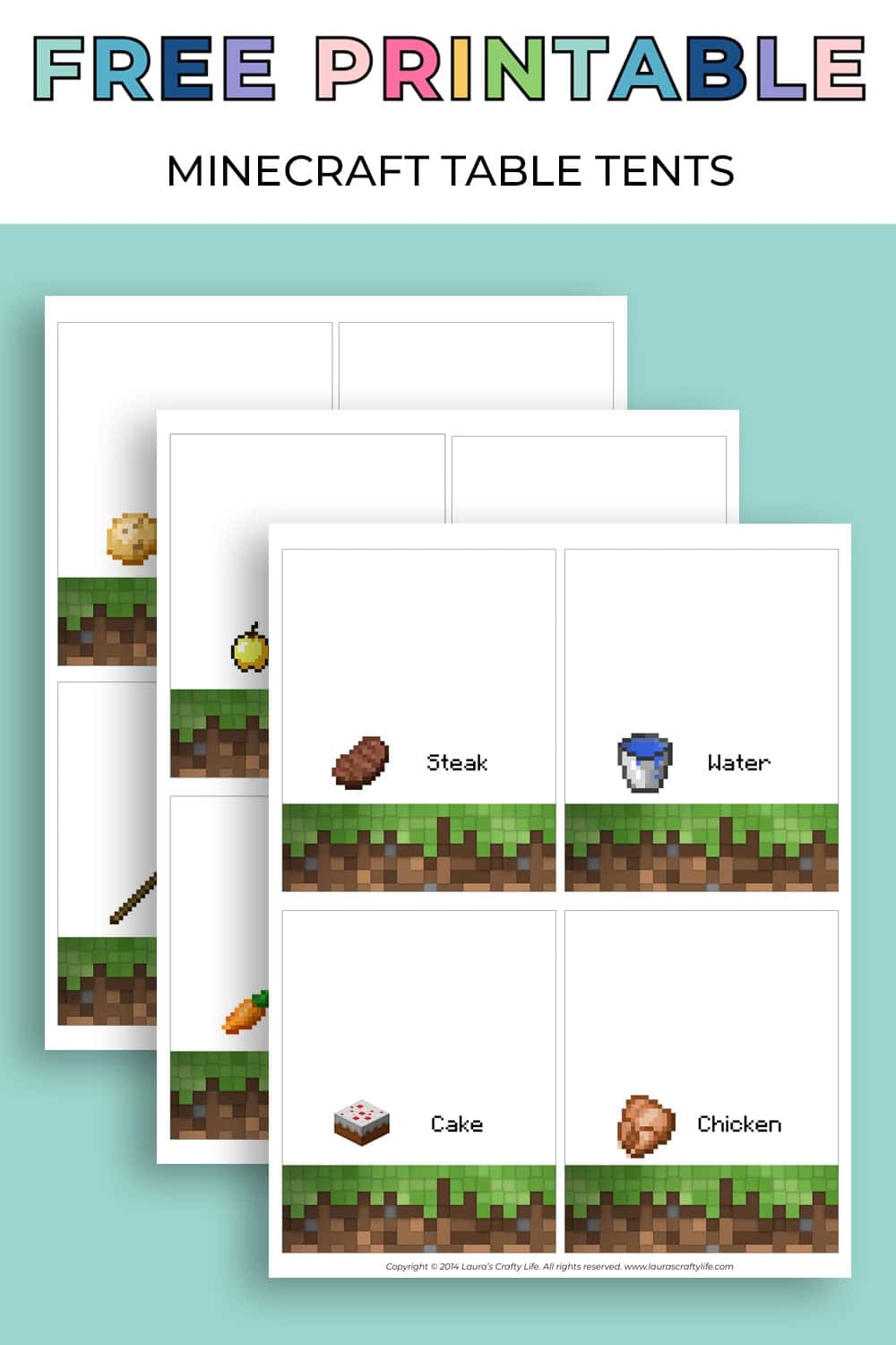 Minecraft Blank Place Cards Printable