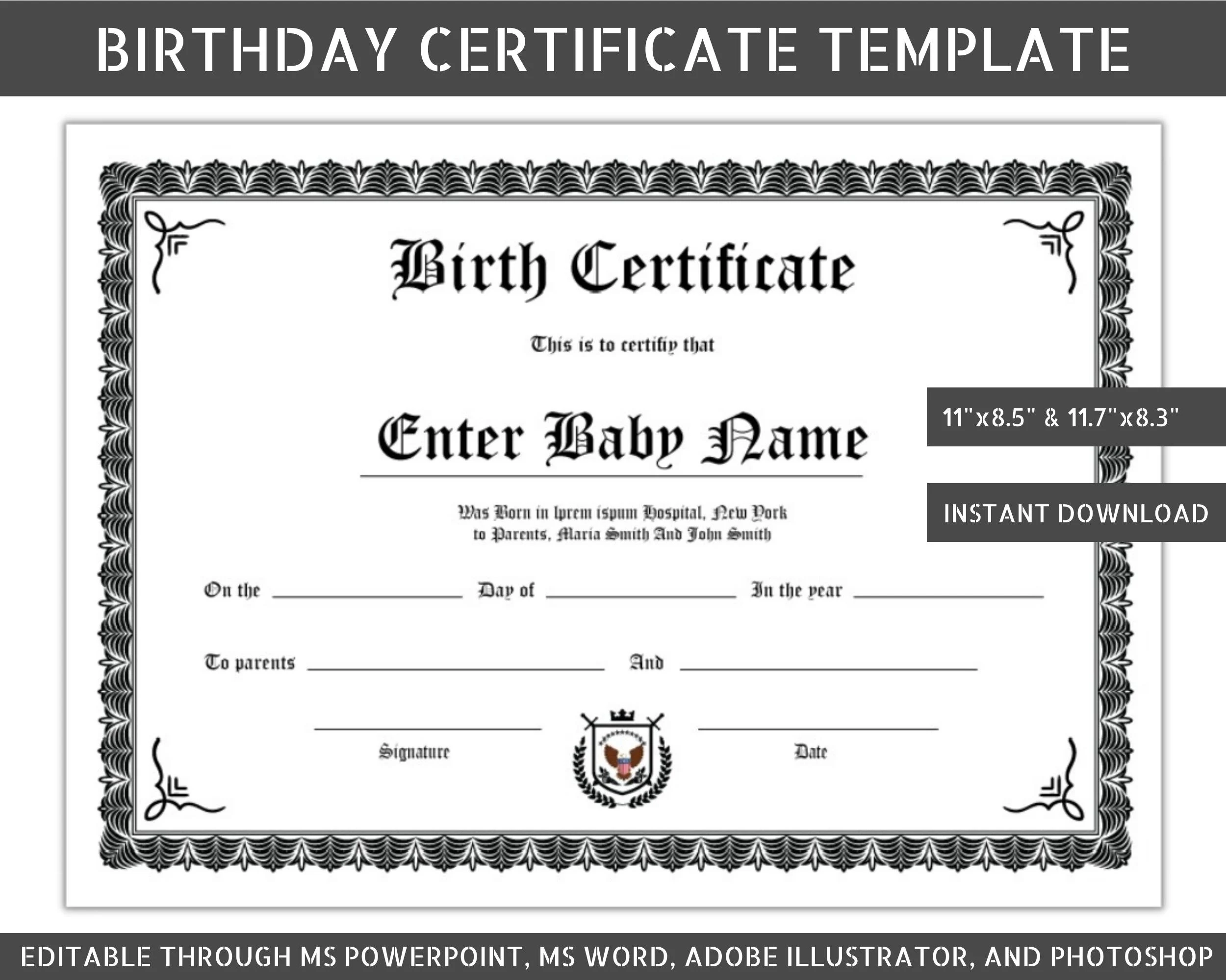 Printable Blank Birth Certificate