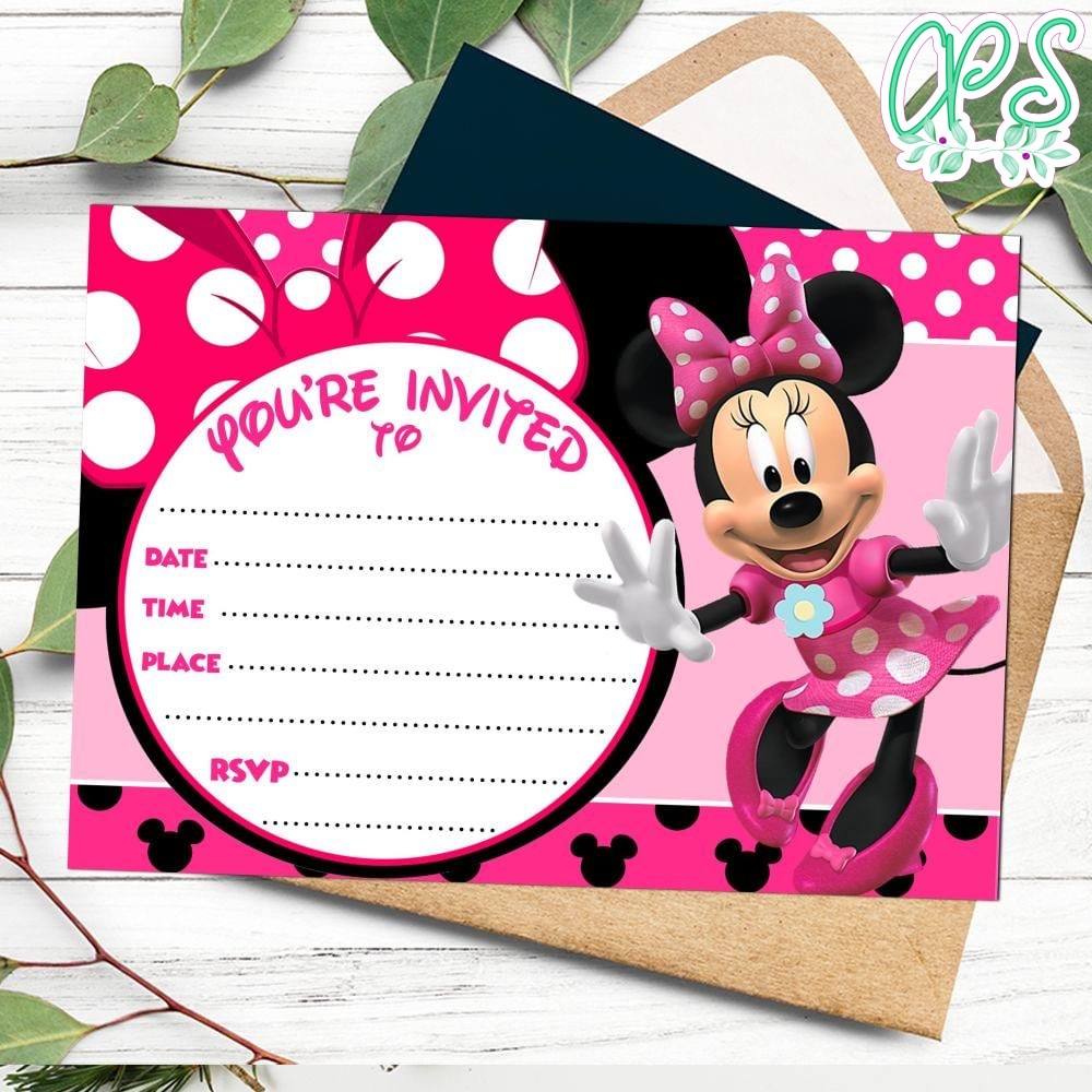 Minnie Mouse Fill In Blank Invitation Customizable Template 